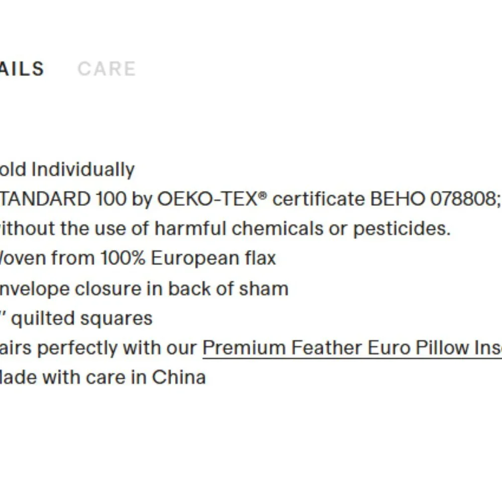 Quince European Linen Quilted Euro Sham Charcoal 5⭐Customer Reviews 26x26 - Picture 3 of 7